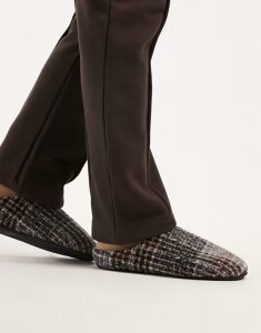 �G�C�\�X �����Y �V���[�Y �T���_�� �t���[�X ASOS DESIGN mule slippers in brushed plaid with fleece lining Multi �}���`�J���[