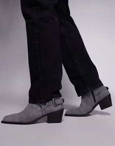 GC\X Y V[Y u[cECu[c `FV[u[c XG[h `FV[ u[c q[ ASOS DESIGN chelsea boots suede with buckles and cuban heels Gray O[