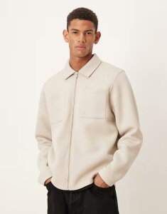 GC\X Y AE^[ WPbgEu] XL[o WPbg ASOS DESIGN zip up heavyweight jacket in scuba-style fabric Chateau gray O[