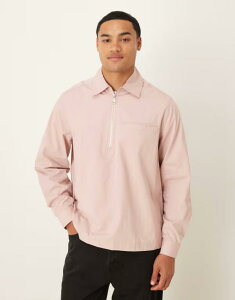 �G�C�\�X �����Y �g�b�v�X �V���c ASOS DESIGN overhead poplin zip shirt in mauve Adobe rose