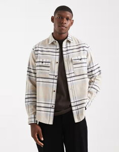 �G�C�\�X �����Y �g�b�v�X �V���c ���M�����[�t�B�b�g ASOS DESIGN regular fit plaid shirt BEIGE �x�[�W��