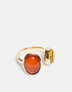 �G�C�\�X ���f�B�[�X �A�N�Z�T���[ �����O ASOS DESIGN wrap around ring with amber faux semi precious stones tone GOLD �S�[���h