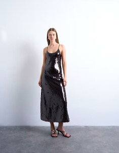 �g�b�v�V���b�v ���f�B�[�X �g�b�v�X �����s�[�X �X�p���R�[�� �}�L�V Topshop sequin maxi slip dress in chocolate Chocolate �`���R���[�g