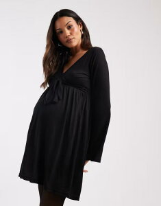�}�}���C�V�A�X ���f�B�[�X �g�b�v�X �����s�[�X �W���[�W�[ �}�^�j�e�B Mama.licious Mamalicious Maternity soft jersey nursing friendly wrap detail dress Black �u���b�N
