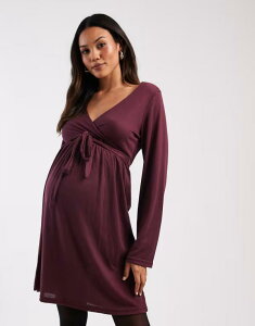 �}�}���C�V�A�X ���f�B�[�X �g�b�v�X �����s�[�X �W���[�W�[ �}�^�j�e�B Mama.licious Mamalicious Maternity soft jersey nursing friendly wrap detail dress Winetasting �o�[�K���f�B