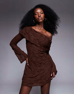 �G�C�\�X ���f�B�[�X �g�b�v�X �����s�[�X �A�V�����g���[ �}�L�V�����s�[�X �}�L�V ASOS DESIGN asymmetric one shoulder maxi dress in chocolate CHOCOLATE BROWN �u���E��