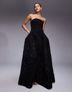 GC\X fB[X gbvX s[X XJ[g [X }LV ASOS DESIGN premium bandeau lace maxi skirt with full structured skirt Black ubN
