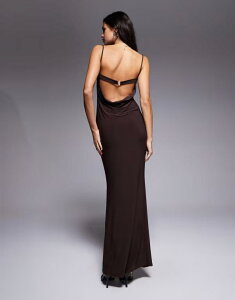 �G�C�\�X ���f�B�[�X �g�b�v�X �����s�[�X �h���[�v �}�L�V ASOS DESIGN cowl drape maxi slip dress with faux bra strap in chocolate chocolate �`���R���[�g