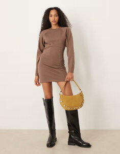 �G�C�\�X ���f�B�[�X �g�b�v�X �����s�[�X �~�j �X�E�F�b�g �V���c ASOS DESIGN cocoon sleeve seam detail mini sweatshirt dress Clove �u���E��