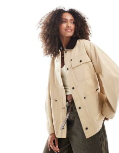 GC\X fB[X AE^[ WPbgEu] WPbg ASOS DESIGN clean cord collar barn jacket in stone Stone Xg[