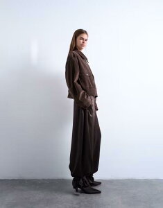 �g�b�v�V���b�v ���f�B�[�X �{�g���X �J�W���A���p���c �p���c �T�e�� Topshop high rise satin cuffed balloon pants BROWN �u���E��