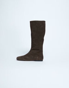 �g�b�v�V���b�v ���f�B�[�X �V���[�Y �u�[�c�E���C���u�[�c �X�G�[�h �u�[�c Topshop Tess real suede knee high flat boots in chocolate Chocolate �`���R���[�g