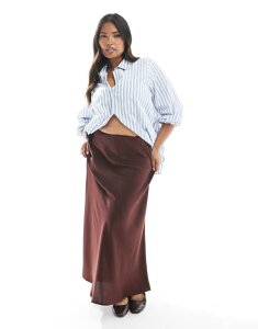 �G�C�\�X ���f�B�[�X �{�g���X �X�J�[�g �T�e�� �}�L�V ASOS Curve ASOS DESIGN Curve satin bias maxi skirt in chocolate Chocolate �`���R���[�g