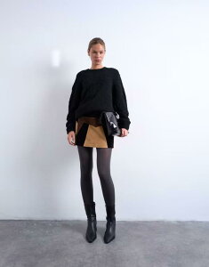 �g�b�v�V���b�v ���f�B�[�X �{�g���X �X�J�[�g �p�b�`���[�N �~�j �X�G�[�h Topshop faux suede patchwork mini skirt BROWN �u���E��