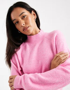 F[_ fB[X AE^[ jbgEZ[^[ nClbN Z[^[ Vero Moda slouchy high neck sweater melange Fuchsia Pink sN