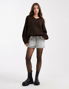 �R�b�g���I�� ���f�B�[�X �{�g���X �X�J�[�g �~�j �f�j�� Cotton On studded denim mini skirt STUDDED GRAY �O���[