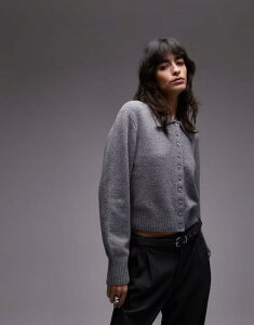 �A���h�A�U�[�X�g�[���[�Y ���f�B�[�X �A�E�^�[ �J�[�f�B�K�� �j�b�g & Other Stories knit cardigan with collar and button front Gray �O���[