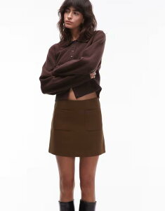 �A���h�A�U�[�X�g�[���[�Y ���f�B�[�X �{�g���X �X�J�[�g �~�j & Other Stories mini skirt with front patch pockets BROWN �u���E��