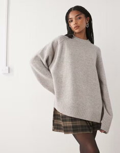 �E�B�[�N�f�C ���f�B�[�X �A�E�^�[ �j�b�g�E�Z�[�^�[ �����b�N�X�t�B�b�g �Z�[�^�[ Weekday oversized relaxed fit sweater in mole melange Mole melange