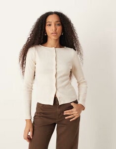 �G�C�\�X ���f�B�[�X �A�E�^�[ �J�[�f�B�K�� ���u ASOS DESIGN wide neck ribbed cardigan in oatmeal Oatmeal �I�[�g�~�[��