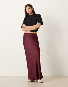 GC\X fB[X {gX XJ[g Te }LV ASOS DESIGN satin bias maxi skirt in plum Plum v