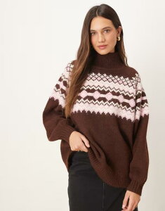 GC\X fB[X AE^[ jbgEZ[^[ nClbN Z[^[ [X ASOS DESIGN high neck yoke placement sweater in chocolate Chocolate `R[g