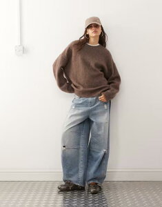 �E�B�[�N�f�C ���f�B�[�X �A�E�^�[ �j�b�g�E�Z�[�^�[ �E�[�� �Z�[�^�[ Weekday premium wool & mohair blend sweater in dark mole melange Dark mole melange