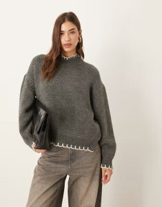 GC\X fB[X AE^[ jbgEZ[^[ nClbN Z[^[ ASOS DESIGN high neck sweater with blanket stitch detail in charcoal Charcoal `R[