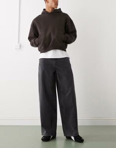 �R���[�W���� �����Y �{�g���X �f�j���p���c ���C�h���b�O �W�[���Y COLLUSION X003 wide leg mid rise jeans in washed WASHED BLACK �u���b�N