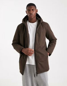 u[u\E Y AE^[ R[g tWbv WPbg Brave Soul hooded zip through jacket in chocolate BROWN uE