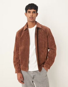 GC\X Y AE^[ WPbgEu] XG[h WPbg ASOS DESIGN real suede Harrington jacket CAMEL L