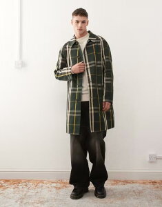 ���N���C�� ���B���e�[�W �����Y �A�E�^�[ �R�[�g �v�����g Reclaimed Vintage reversible check print longline trench coat Navy �l�C�r�[
