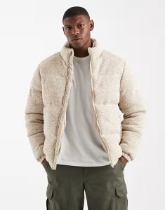 u[u\E Y AE^[ R[g X^hlbN WPbg Brave Soul funnel neck zip up puffer jacket in stone STONE Xg[
