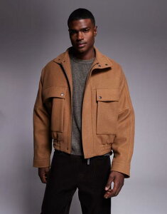 GC\X Y AE^[ WPbgEu] WPbg ASOS DESIGN harrington jacket in tobacco Tobacco