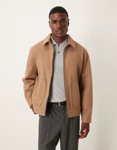 GC\X Y AE^[ WPbgEu] E[ WPbg ASOS DESIGN bomber jacket in wool look light Light brown uE