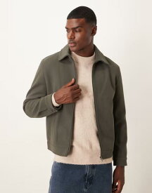マンゴ メンズ アウター ジャケット・ブルゾン リラックスフィット ジャケット Mango zip up relaxed fit short jacket Khaki カーキ