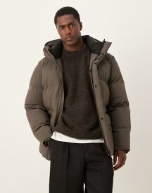 マンゴ メンズ アウター ジャケット・ブルゾン ジャケット Mango hooded puffer jacket BROWN ブラウン