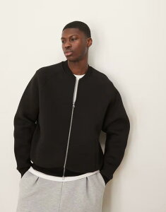 GC\X Y AE^[ WPbgEu] XL[o WPbg ASOS DESIGN heavyweight relaxed bomber jacket in scuba-style fabric Black ubN