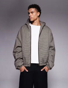 GC\X Y AE^[ WPbgEu] WPbg ASOS DESIGN bomber jacket in plaid BROWN uE