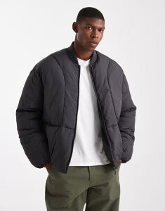 I[AhTY Y AE^[ WPbgEu] WPbg ONLY & SONS oversized concealed pocket puffer jacket in charcoal Phantom `R[