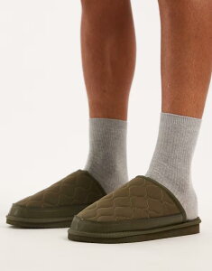 �G�C�\�X �����Y �V���[�Y �T���_�� �i�C���� ASOS DESIGN mule slippers nylon with borg lining Khaki �J�[�L