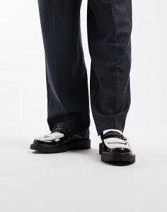 GC\X Y V[Y Xb|E[t@[ [t@[ ASOS DESIGN loafers and white with gold chain Black and white zCg