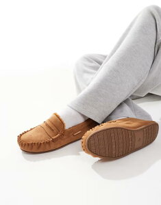 WbN Ah W[Y Y V[Y T_ XG[h [t@[ Jack & Jones loafer slippers in faux suede Cognac x[W