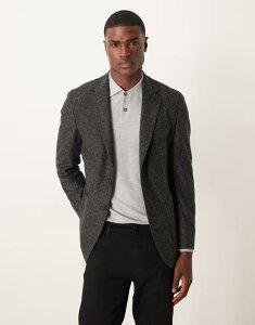}S Y AE^[ WPbgEu] E[ cC[h uU[ Mango wool blend tweed blazer in charcoal CHARCOAL `R[
