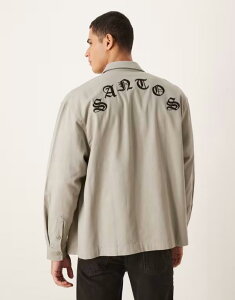 �G�C�\�X �����Y �g�b�v�X �V���c ASOS DESIGN oversized collar twill shirt with back embroidery - part of a set BEIGE �x�[�W��