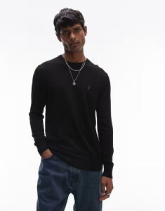 yz I[ZCc Y jbgEZ[^[ AE^[ AllSaints Mode Merino knit sweater in black Black