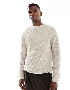 �W���b�N �A���h �W���[���Y �����Y �A�E�^�[ �j�b�g�E�Z�[�^�[ �Z�[�^�[ �j�b�g Jack & Jones waffle knit sweater in cream Moonbeam �N���[��