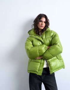 gbvVbv fB[X AE^[ WPbgEu] WPbg Topshop high shine ripstop puffer jacket in bright bright green O[