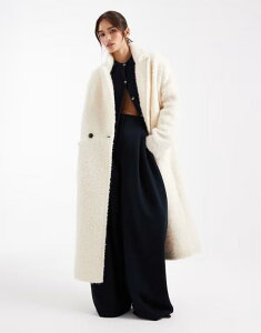 �G�C�\�X ���f�B�[�X �A�E�^�[ �W���P�b�g�E�u���]�� �E�[�� �R�[�g ASOS DESIGN wool rich textured oversized dad coat in cream Cream �N���[��
