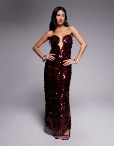 �o�[�h�b�g ���f�B�[�X �g�b�v�X �����s�[�X �~�f�B�����s�[�X �~�f�B �X�p���R�[�� Bardot Braya sequin midi dress in famous Famous red ���b�h